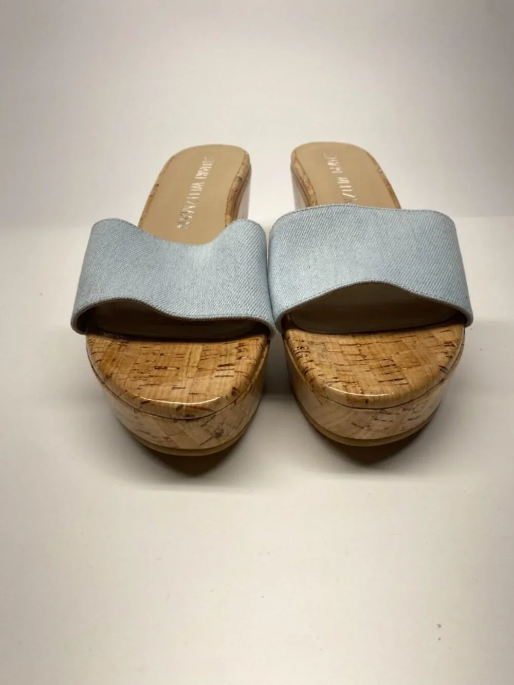 Stuart Weitzman Womens Summer Denim Wedge Sandals Sz 10 B